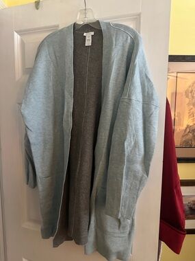 J. Jill Light Blue Open-Front Reversible Cardigan